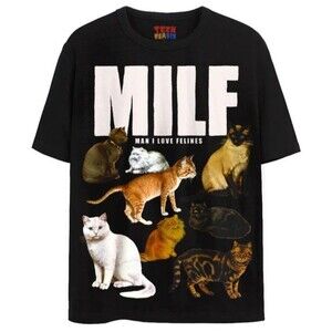 Teen Hearts Tshirt MILF Man I Love Felines Sz S
